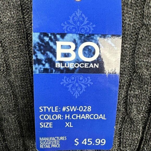 Blue Ocean | Vintage Y2K | V Neck Grey Ribbed Classic Sweater | XL - Picture 5 of 8